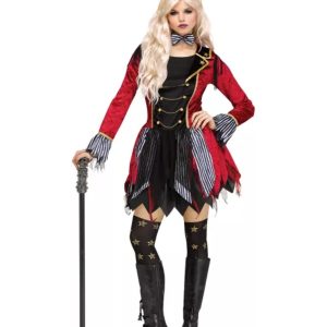 Fantasia Dark Ringmaster mestre de cerimônias sombria adulto feminino para aluguel no Rio de Janeiro