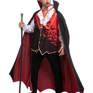 Fantasia Drácula vampiro luxo com capa adulto masculino para aluguel no Rio de Janeiro