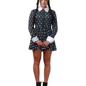 Fantasia Wandinha Addams (Wednesday) adulto feminino para aluguel no Rio de Janeiro